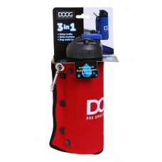 DOOG Комплект дорожный  для собак (бутылка 600мл + миска), красная