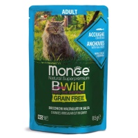 Monge Cat BWild GRAIN FREE паучи из анчоусов с овощами для взрослых кошек 85г